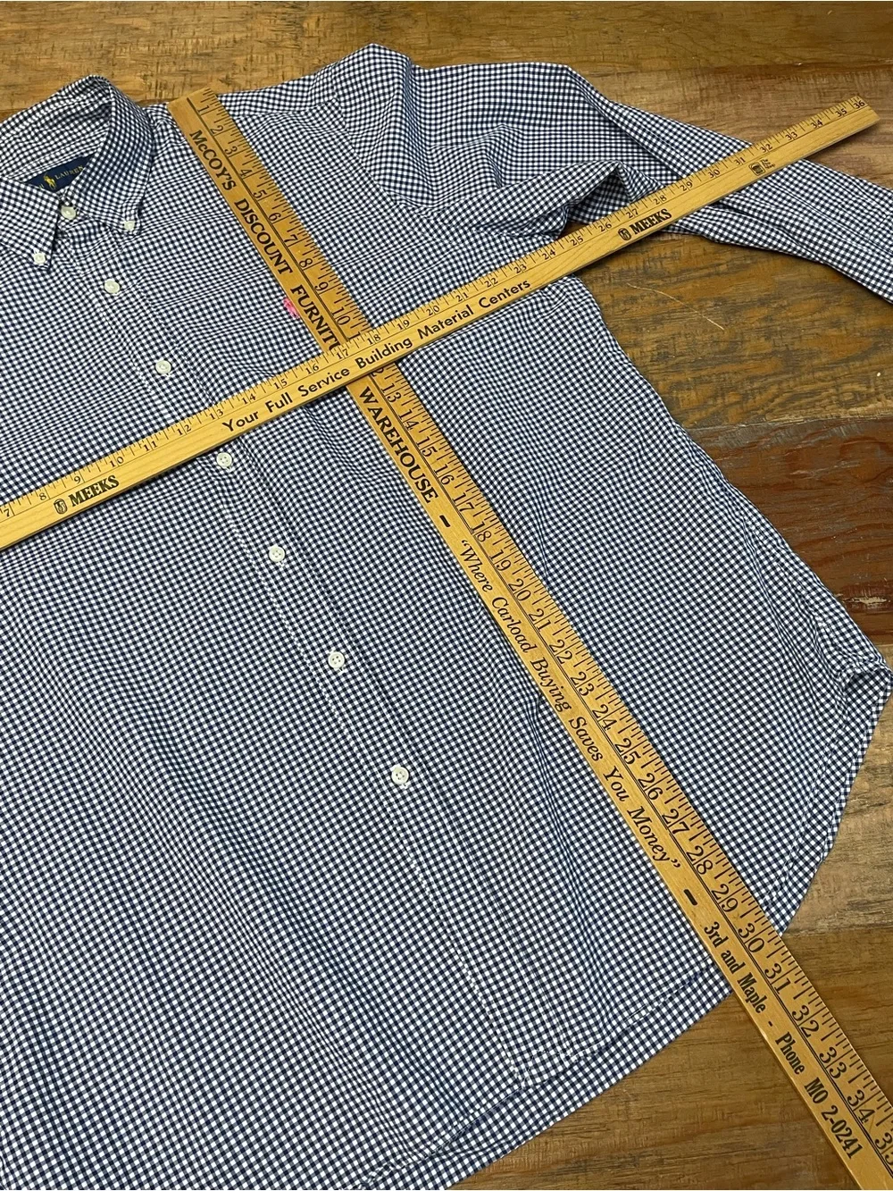Polo Ralph Lauren Navy & White Gingham pink pony dress shirt XL preppy business